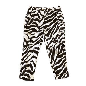 CHICO'S Pants 0.5, Cropped Brown‎ and White Animal Stripes pants  Pockets, Sz. 6